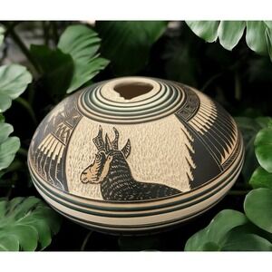 Native American Pottery Navajo Doreen Lansing Roger Nelson Seed Pot Ram Clay Art